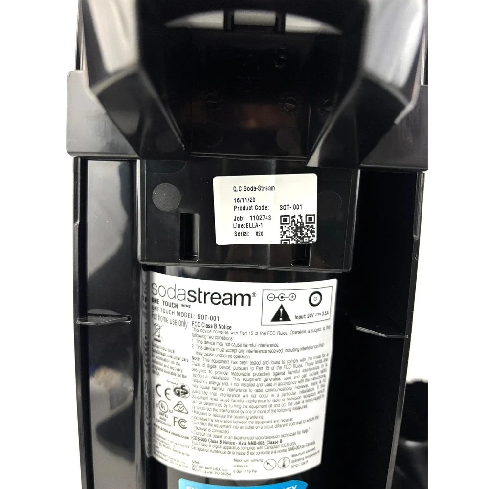SodaStream One‎ Touch Electric Sparkling Water Maker Black SOT-001